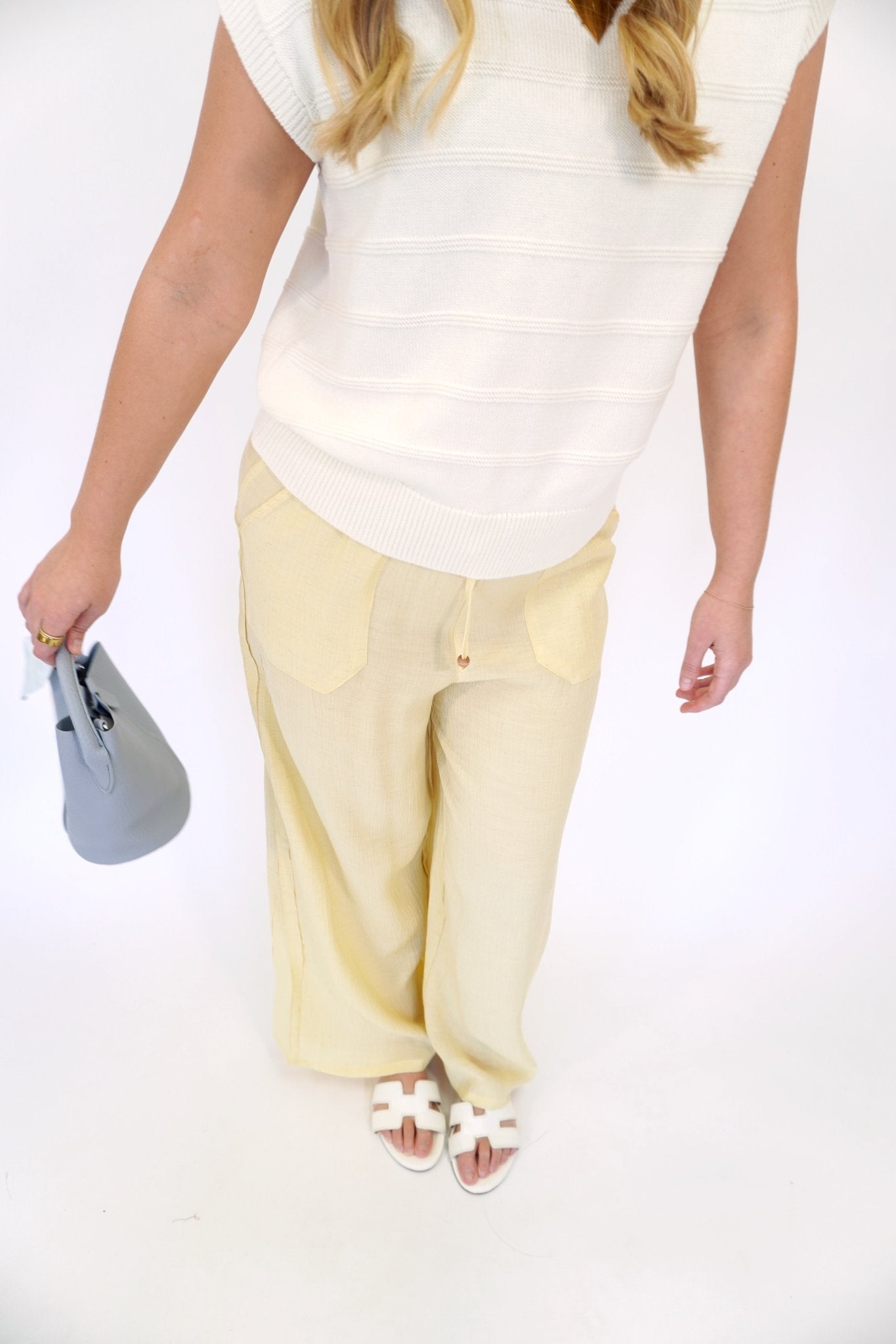 Sunny Breeze Wide - Leg Woven Pants – Butter Yellow - Anderson Ave boutique