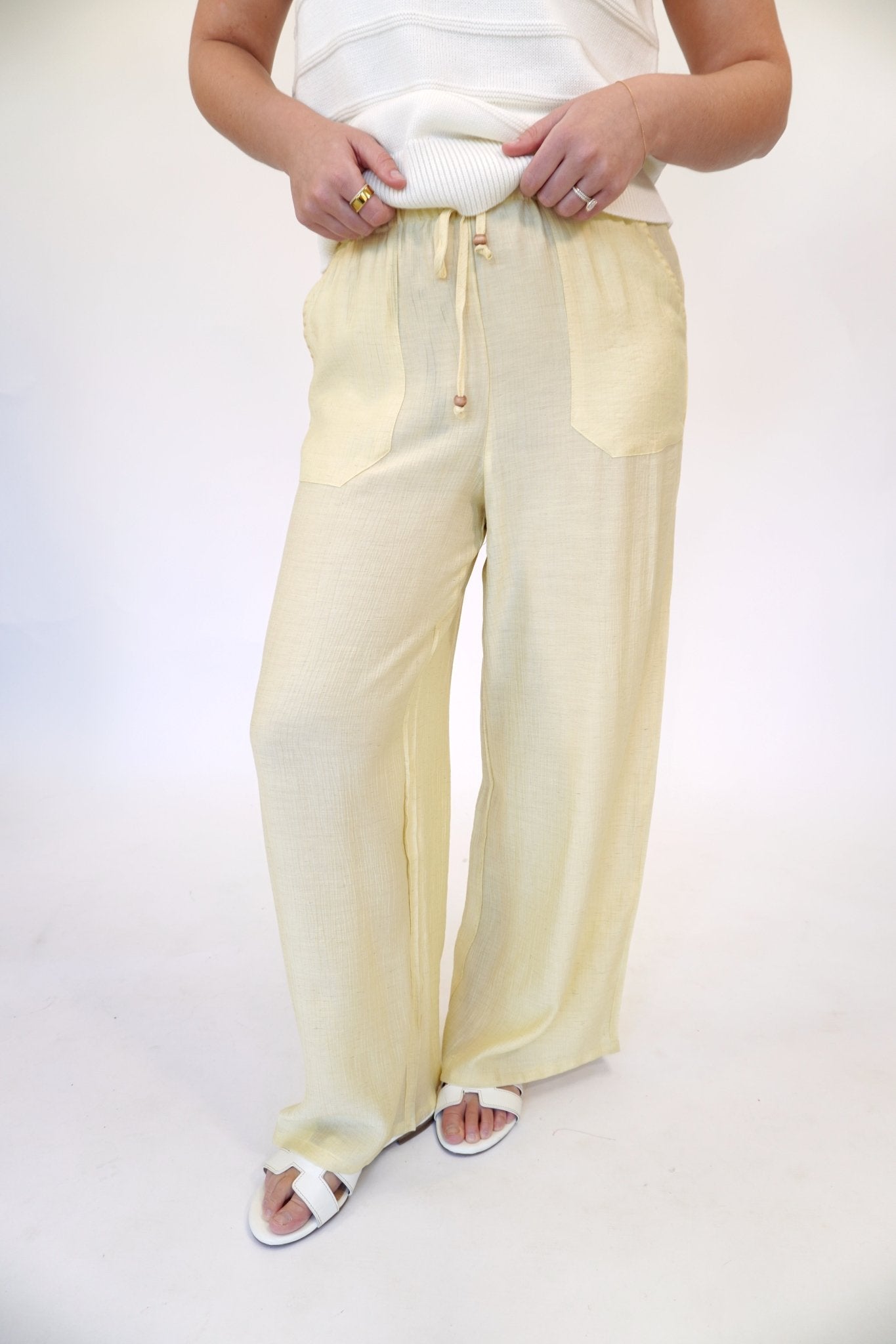 Sunny Breeze Wide - Leg Woven Pants – Butter Yellow - Anderson Ave boutique