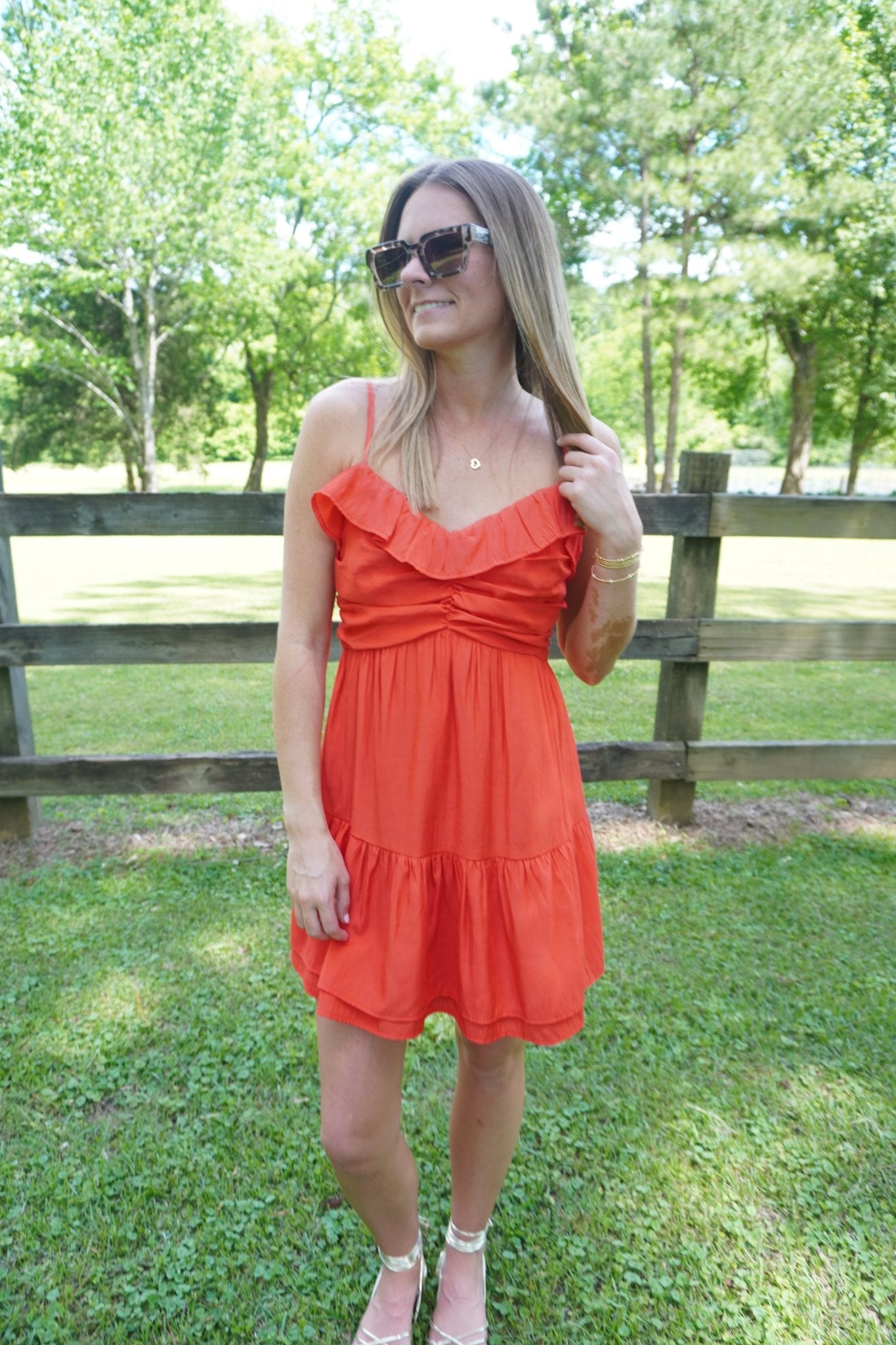 Tiered Ruffle Mini Dress - Red Americana Sundress - Anderson Ave boutique
