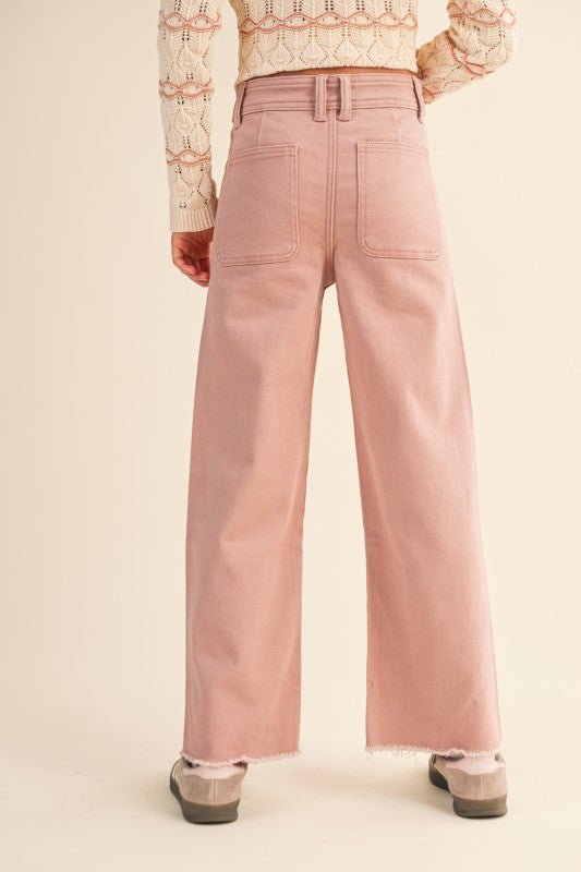 Tween Wide - Leg Pink Denim Jeans - Anderson Ave boutique