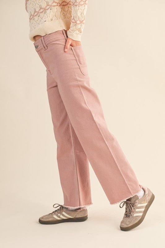 Tween Wide - Leg Pink Denim Jeans - Anderson Ave boutique