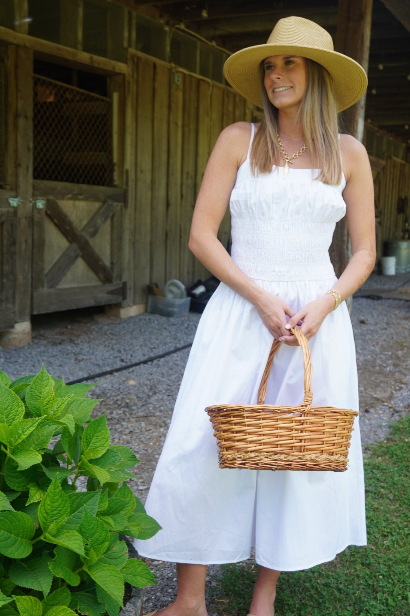 White Smocked Midi Dress - Anderson Ave boutique