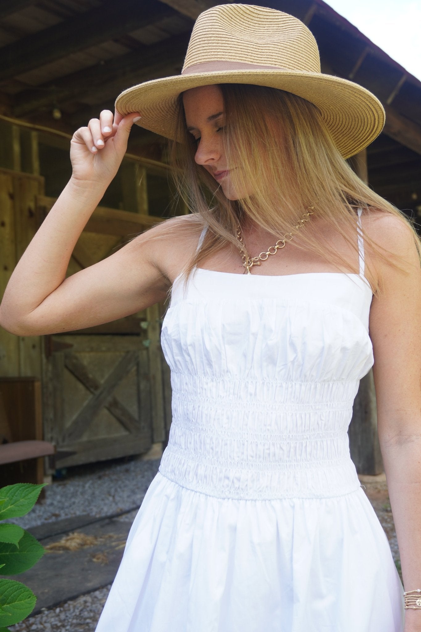 White Smocked Midi Dress - Anderson Ave boutique