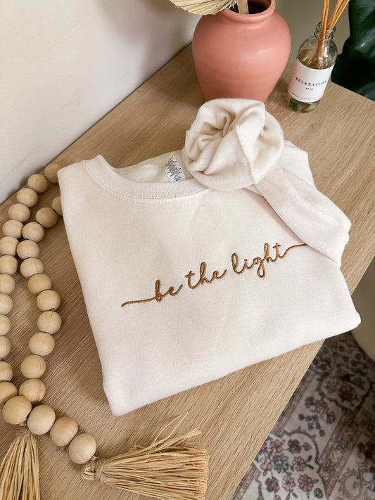 Embroidered Be the Light Sweatshirt - Cream