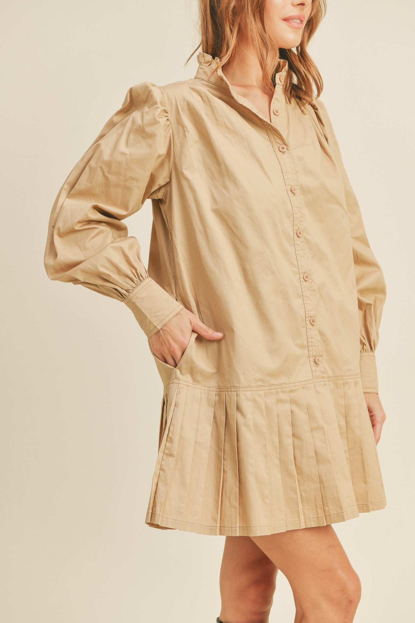 Ellie Pleated Hem Shirt Dress