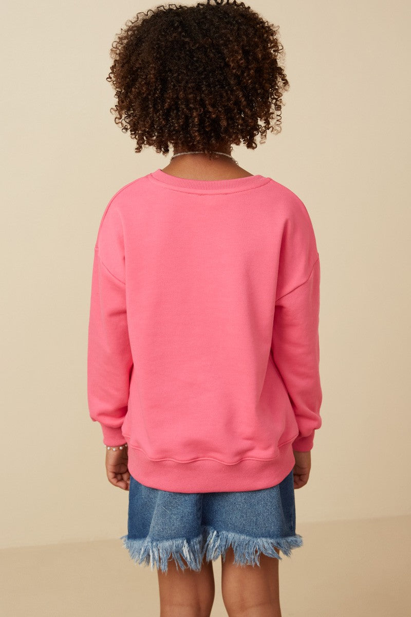 Girls Love Patched French Terry Sweatshirt -Pink