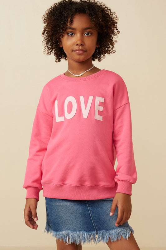 Girls Love Patched French Terry Sweatshirt -Pink