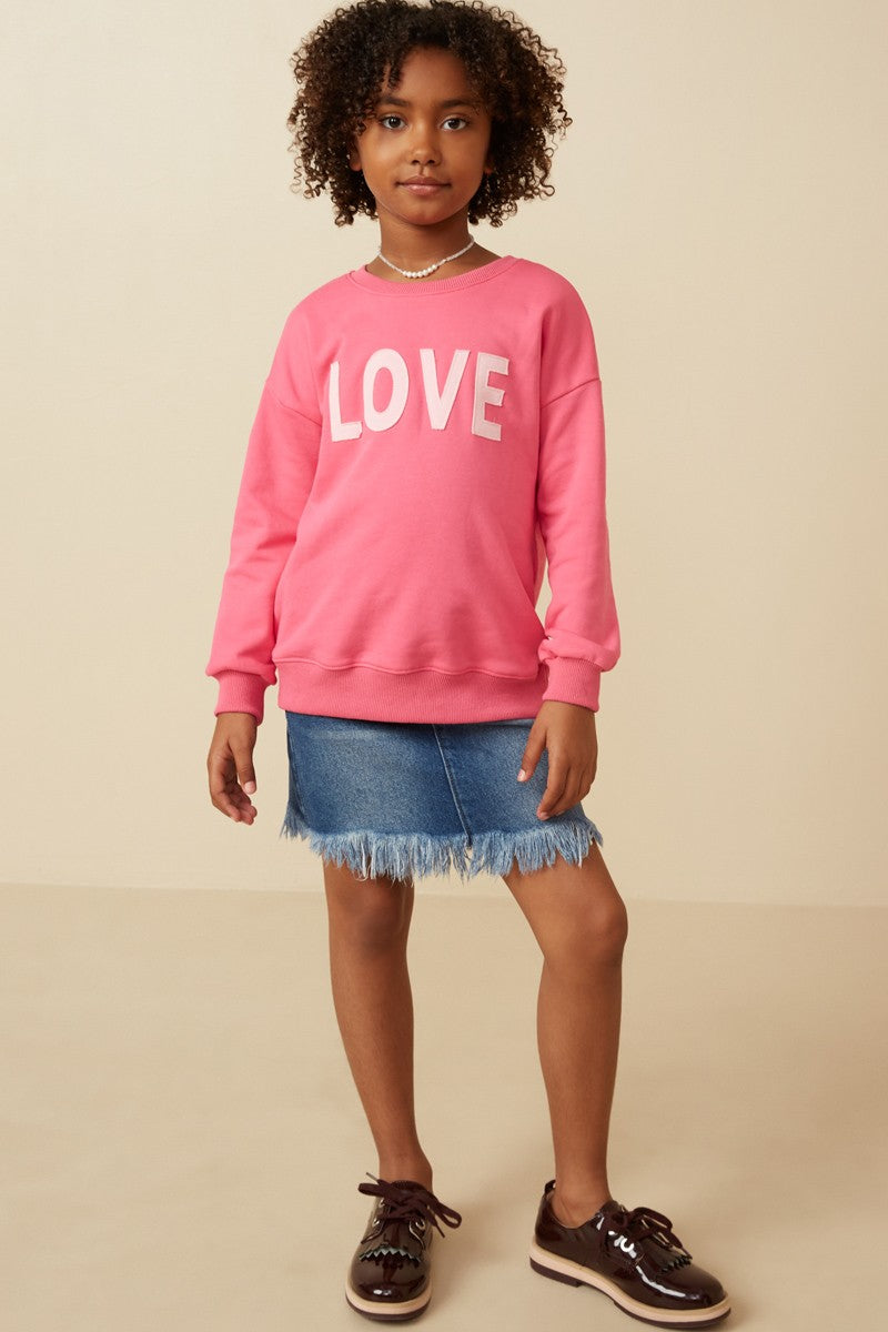 Girls Love Patched French Terry Sweatshirt -Pink