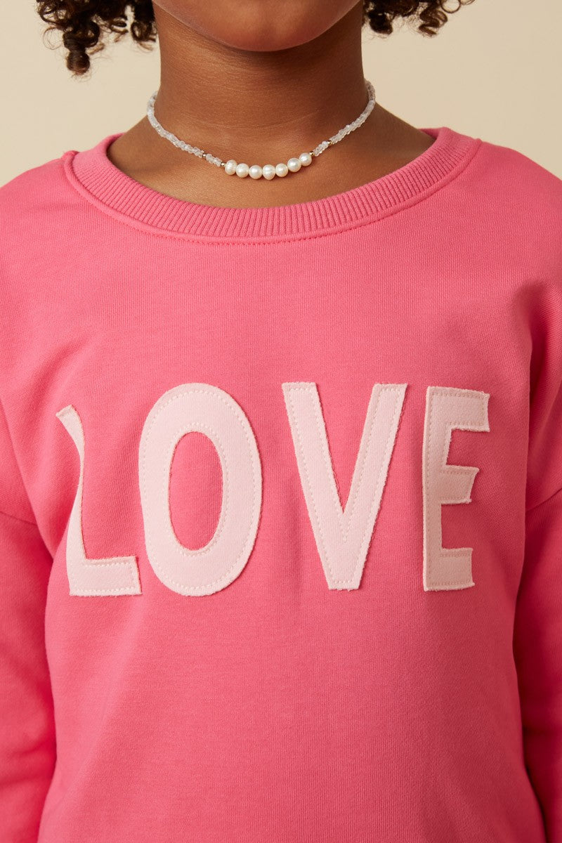 Girls Love Patched French Terry Sweatshirt -Pink