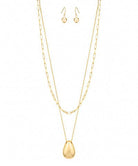 2 Layered Gold Teardrop Necklace Set - Anderson Ave boutique