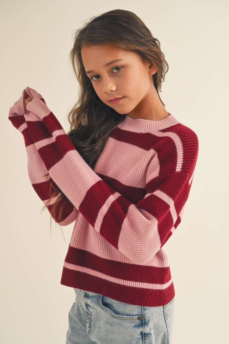 Striped knitted pullover Sweater details 