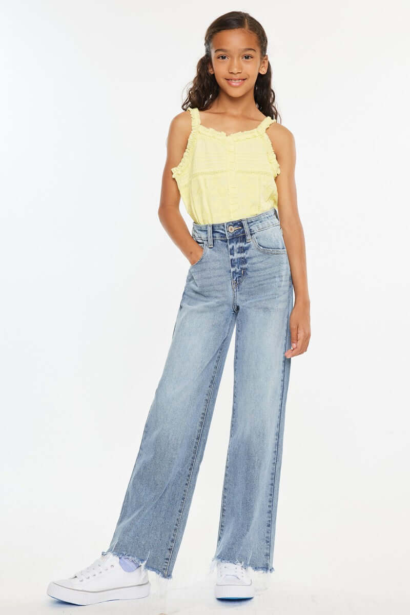 High Rise Slim Wide Leg Jeans