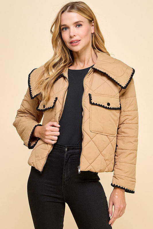 Polly Front Zipper Quilted Jacket