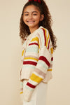 Tween Striped Knit Button-Up Cardigan