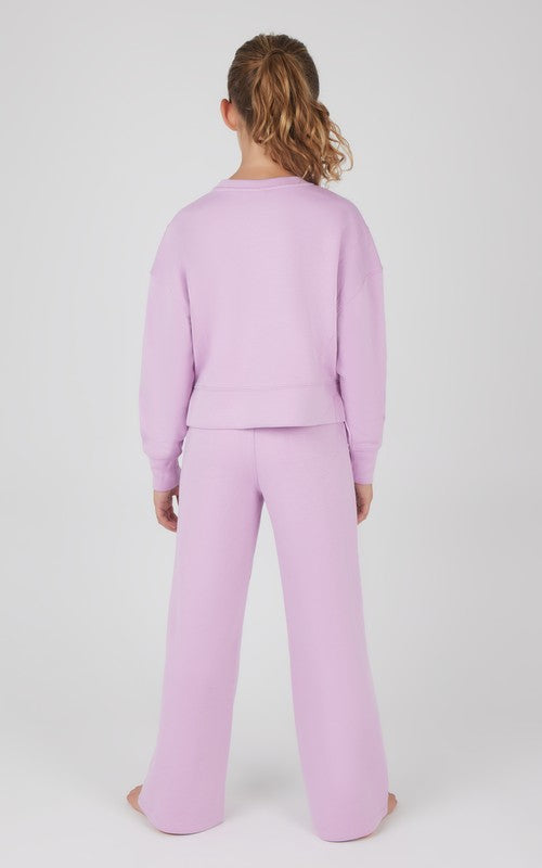 Scuba Side Slit Pullover and Pant Set - Fair Orchid