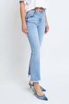 Medium Wash Clean Frayed Hem Stretch Crop Flare - Hidden Jeans side
