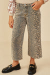 Tween Leopard Wide-Leg Cropped Jeans