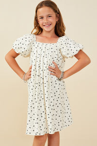 Tween White Puff Sleeve Dress