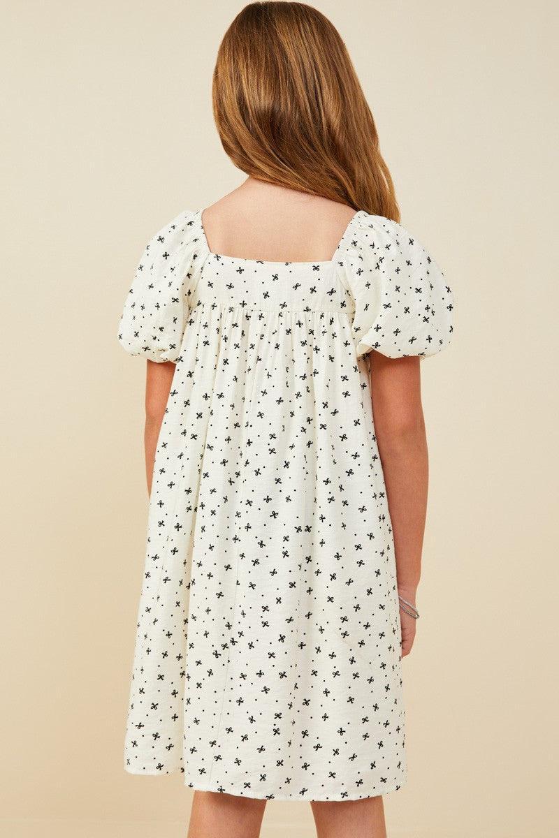 Tween White Puff Sleeve Dress