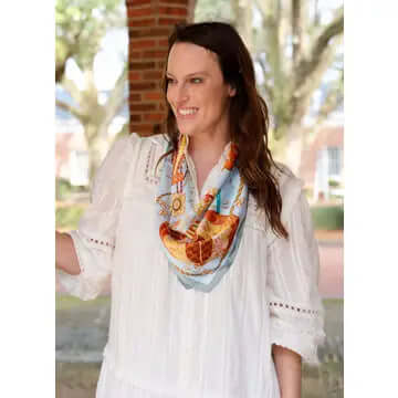 Haddon Printed Square Scarf Light Blue