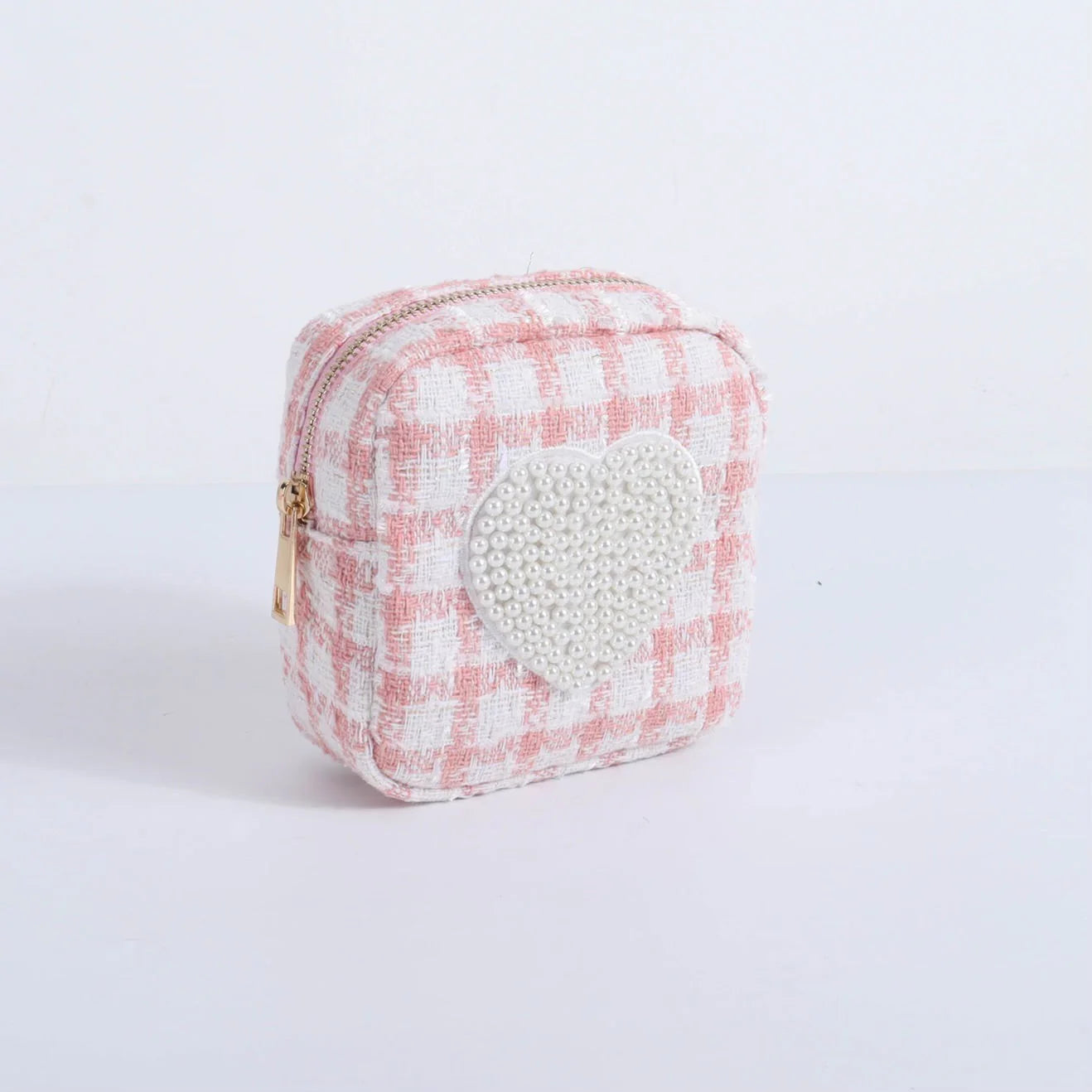 Pearl Heart Pink and Tweed Pink Travel Bag - Small