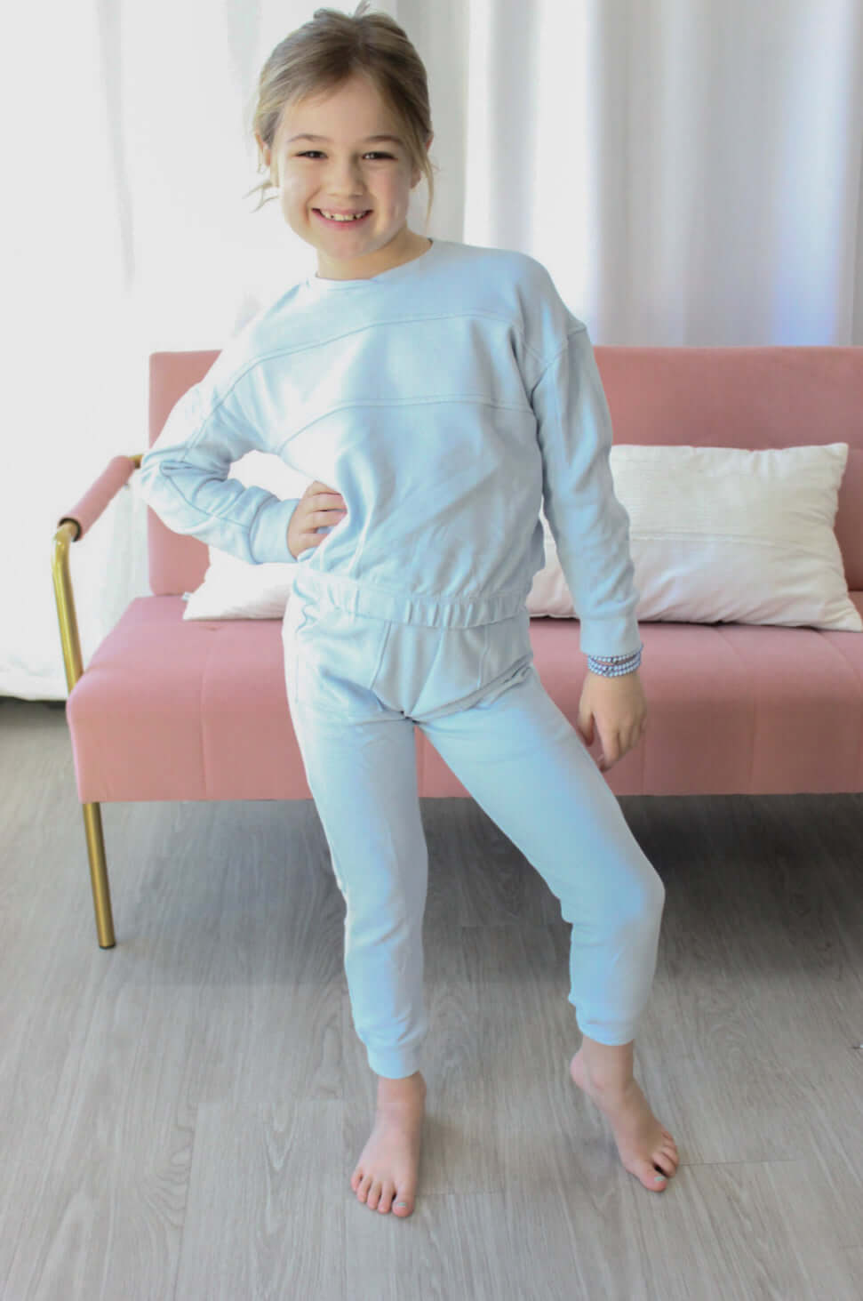 Melange Long Sleeve and Jogger set - Forever Blue