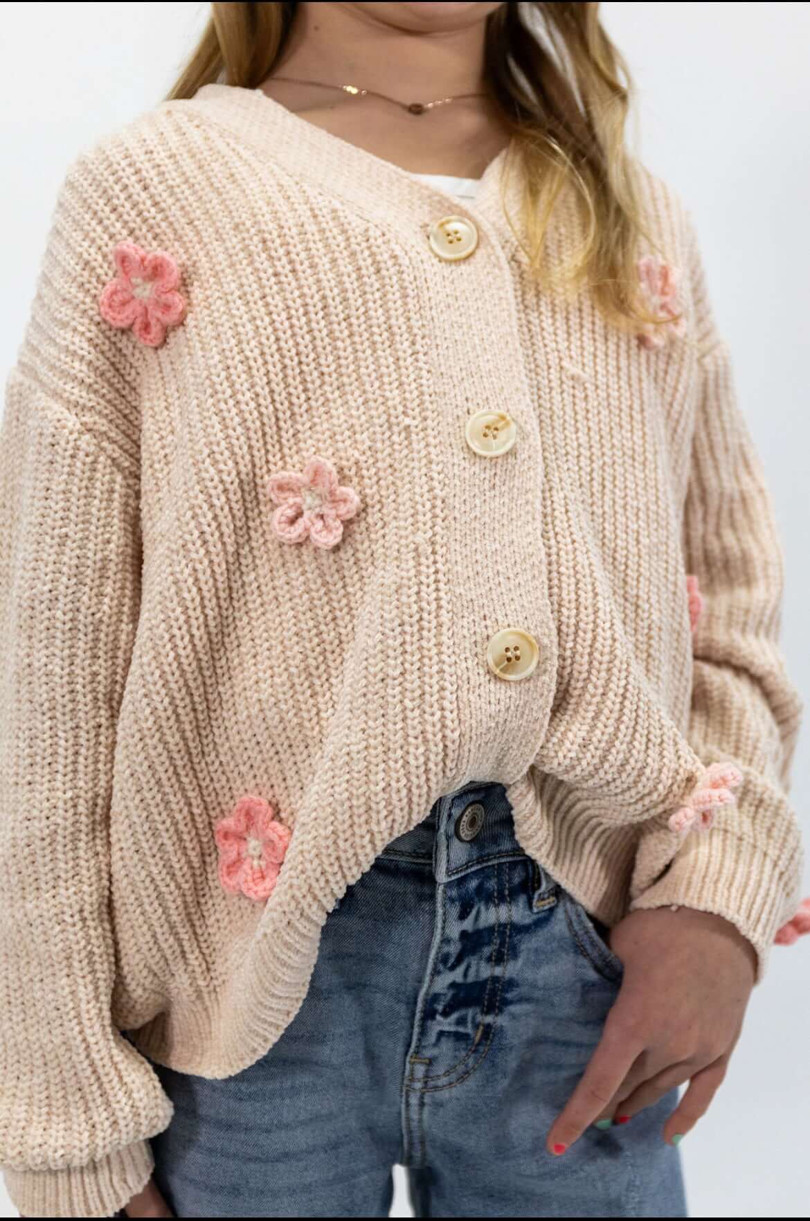 3D Crochet Flower Cardigan Sweater - Anderson Ave boutique