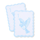 Baby blue Bird Bam mahjong tile shufflers with scalloped border sold as a pair for mahjong game nights and tournaments.