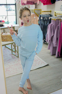 Melange Long Sleeve and Jogger set - Forever Blue styled