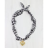 Black and White Houndstooth Scarf Necklace with Gold Heart Pendan