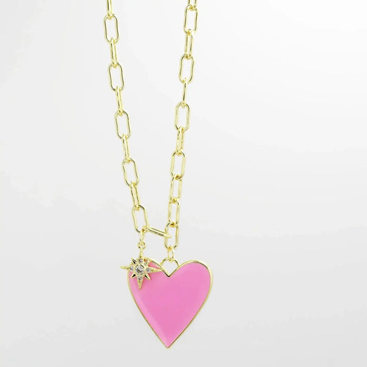 Heart / Star Necklace - Pink