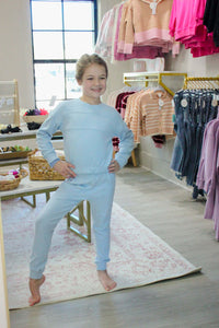 Melange Long Sleeve and Jogger set - Forever Blue pose