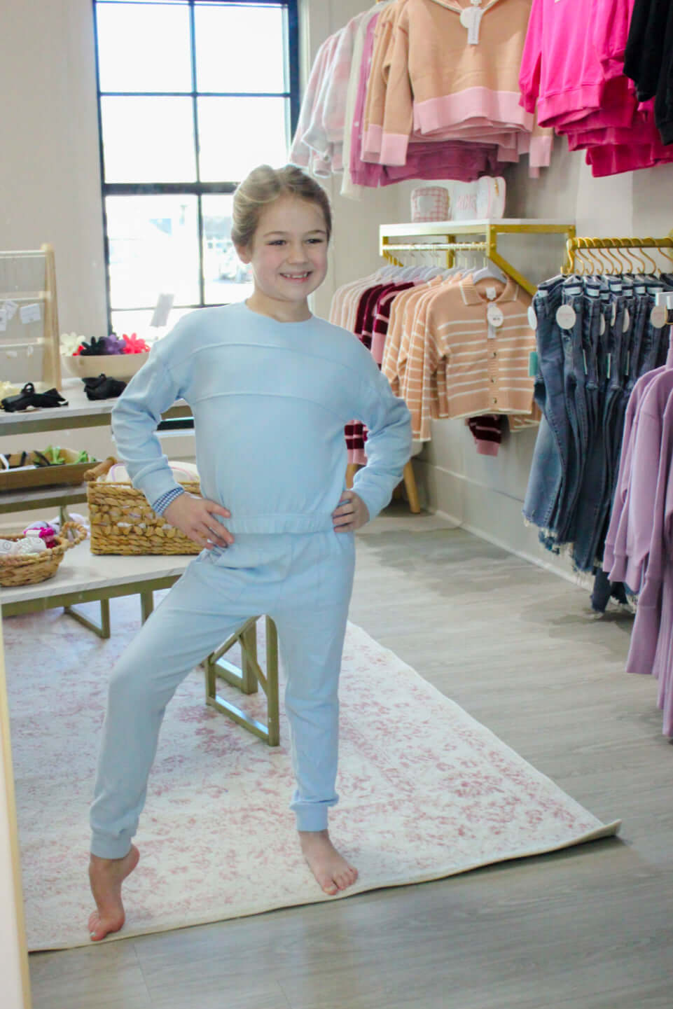 Melange Long Sleeve and Jogger set - Forever Blue pose