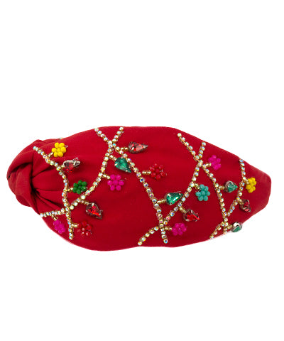 Holly Headband Seed Bead Headband - Red