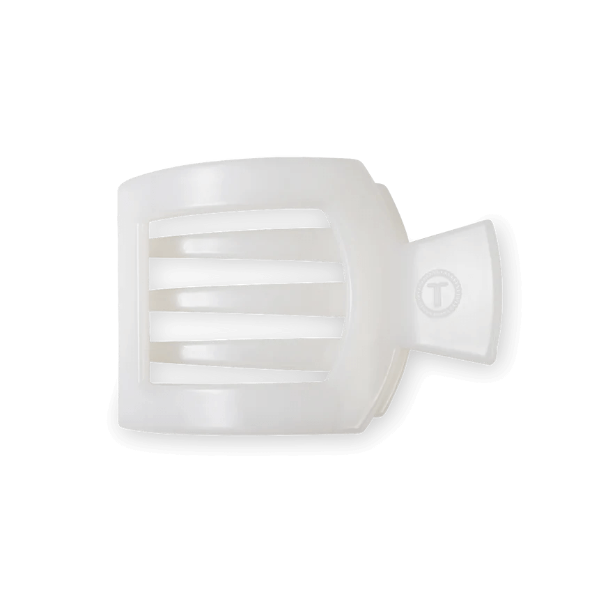 Teleties coconut white small flat square clip