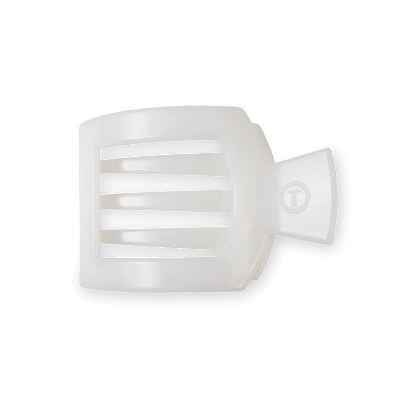 Teleties coconut white small flat square clip