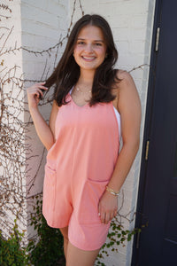 BreezeLite Beach Cover-Up /Romper – Coral