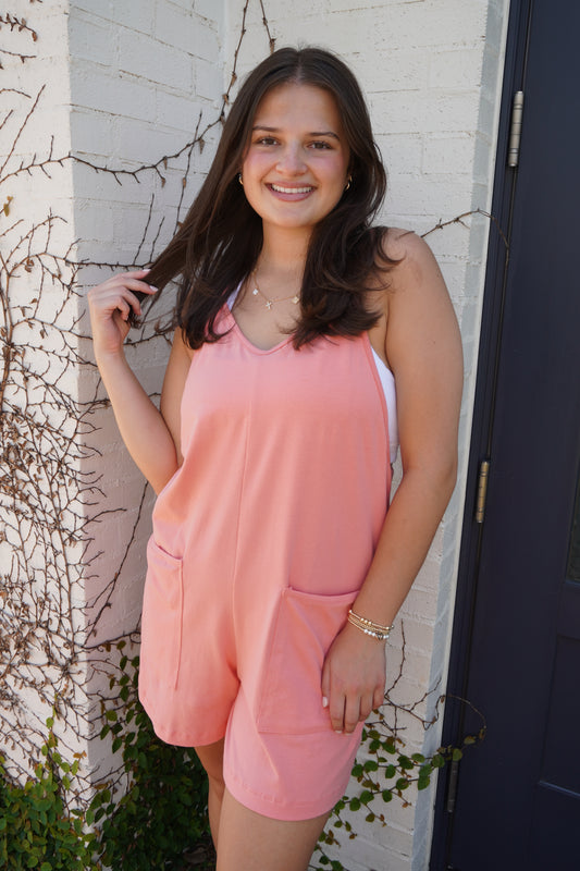 BreezeLite Beach Cover-Up /Romper – Coral