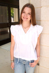 Ruffle Tie-Neck Blouse - White