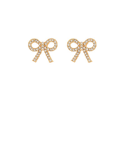 Gold Crystal Bow Earrings