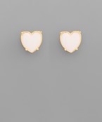 Color Coated Heart Studs - White