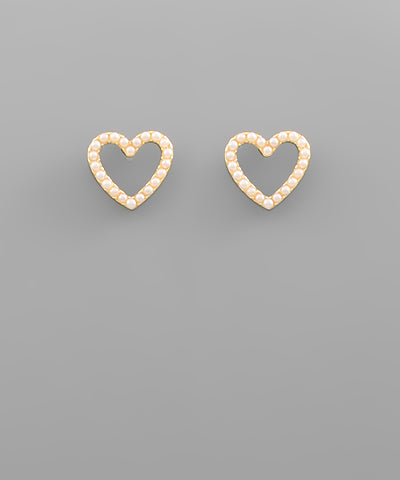 Pearl Heart Stud Earrings