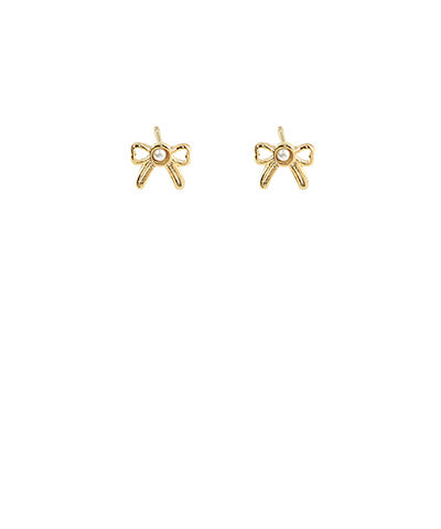 Pearl Accent Brass Bow Studs