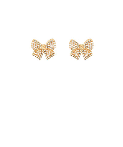 Pave Pearl Bow Tie Stud Earrings