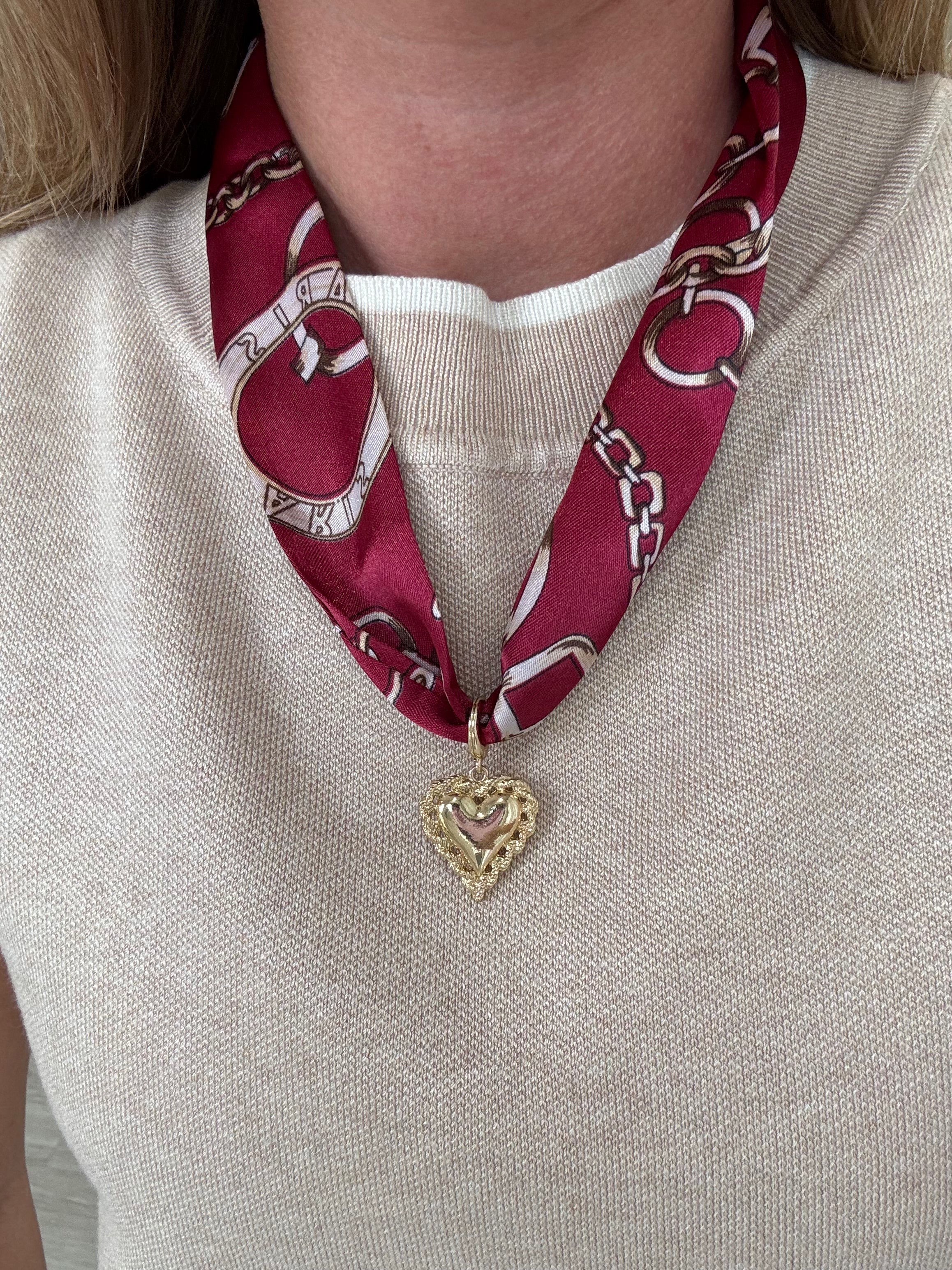 Comfortable Wear Hermes Loop Pendant Maroon Scarf Necklace With