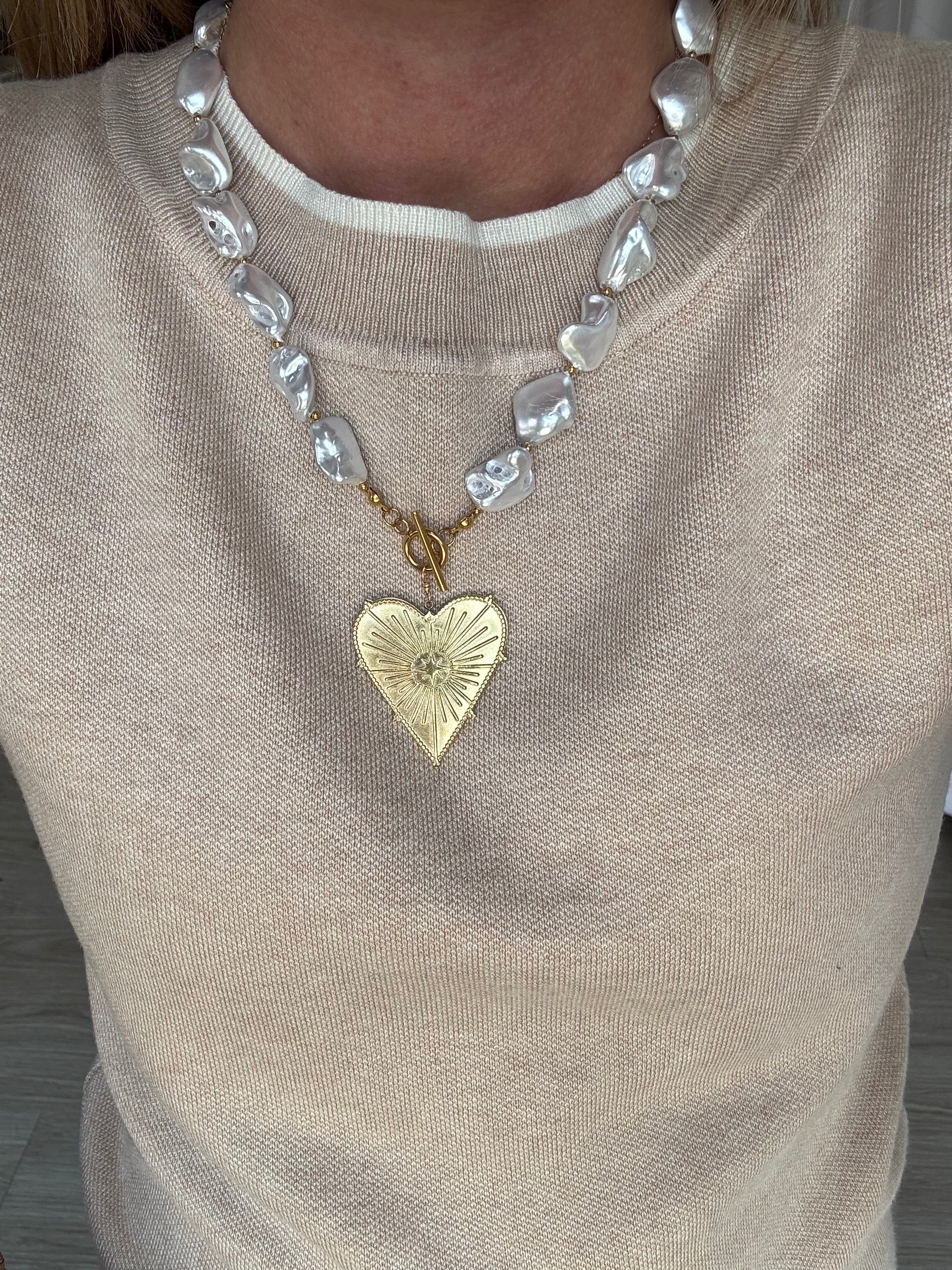 Blaze Pearl Heart Necklace
