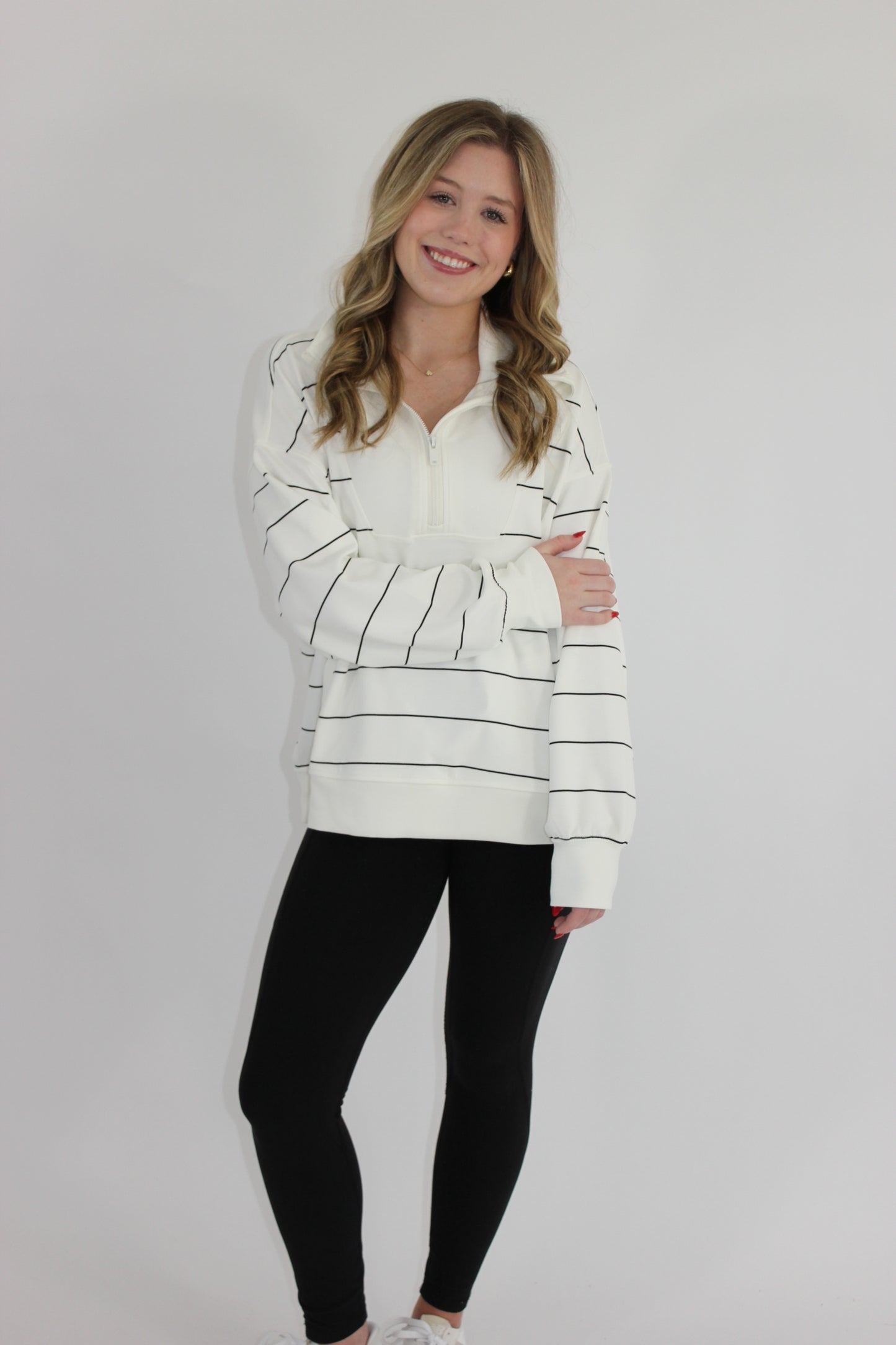 Scuba Quarter Zip - White & Black