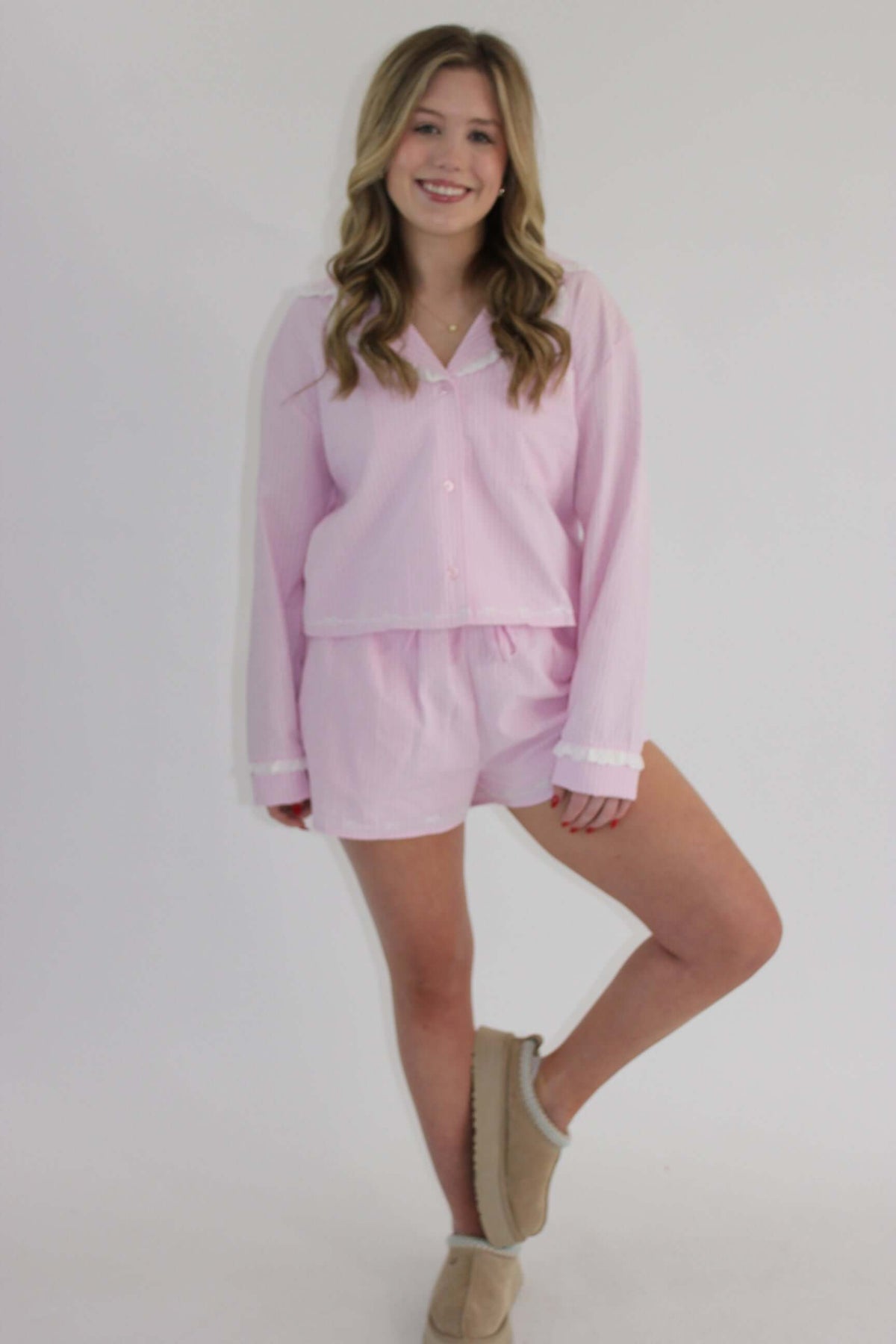 Kamdyn Pajama Set - Lt Pink Details
