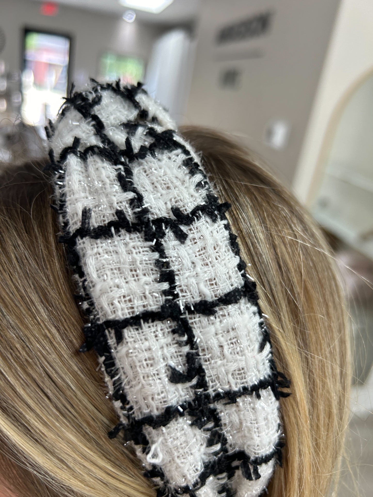 Black and White Tweed Headband