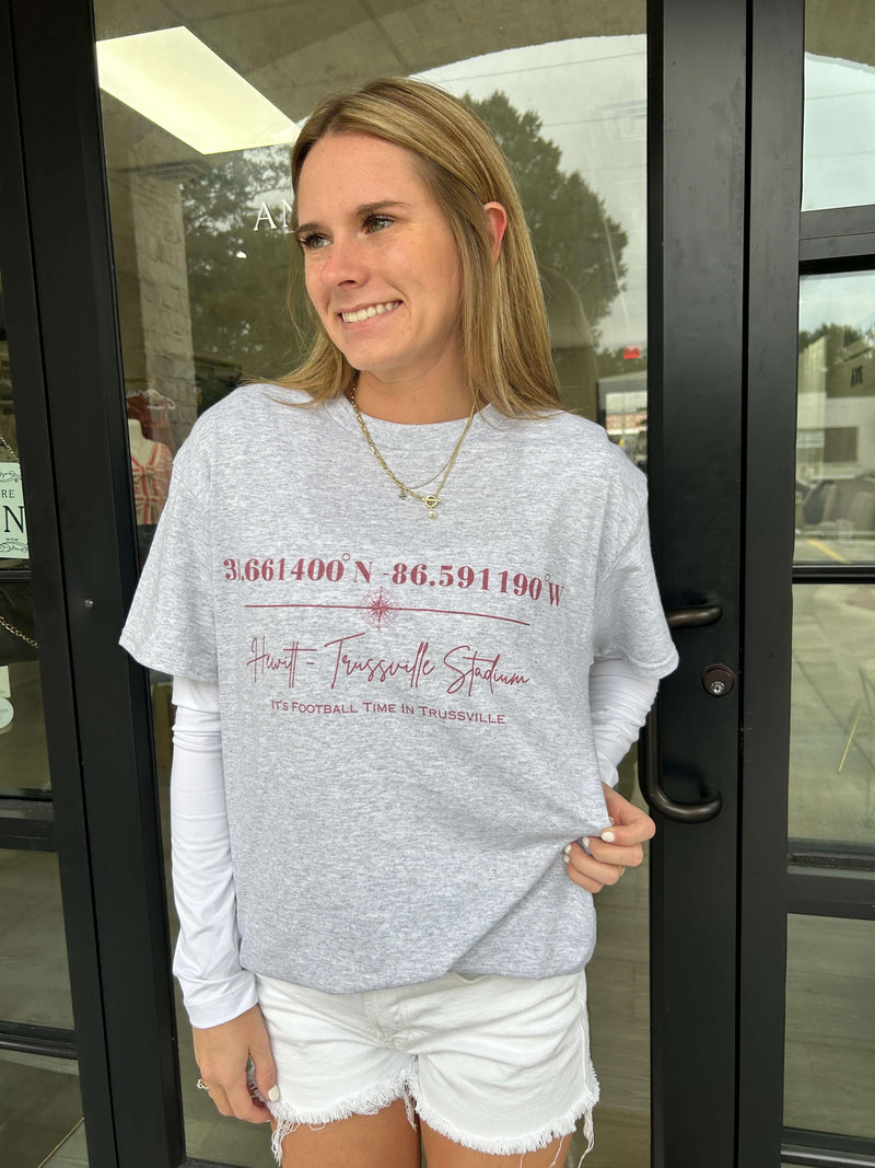 Hewitt - Trussville Stadium Coordinates Adult Graphic Tee | Ash
